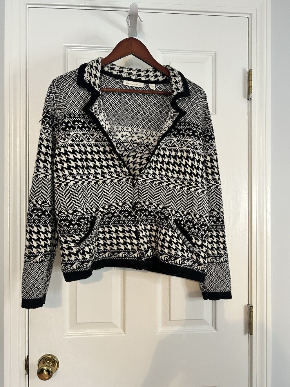 Coldwater Creek Womens L Wool Blend Fair Isle Button Cardigan Nordic Sweater